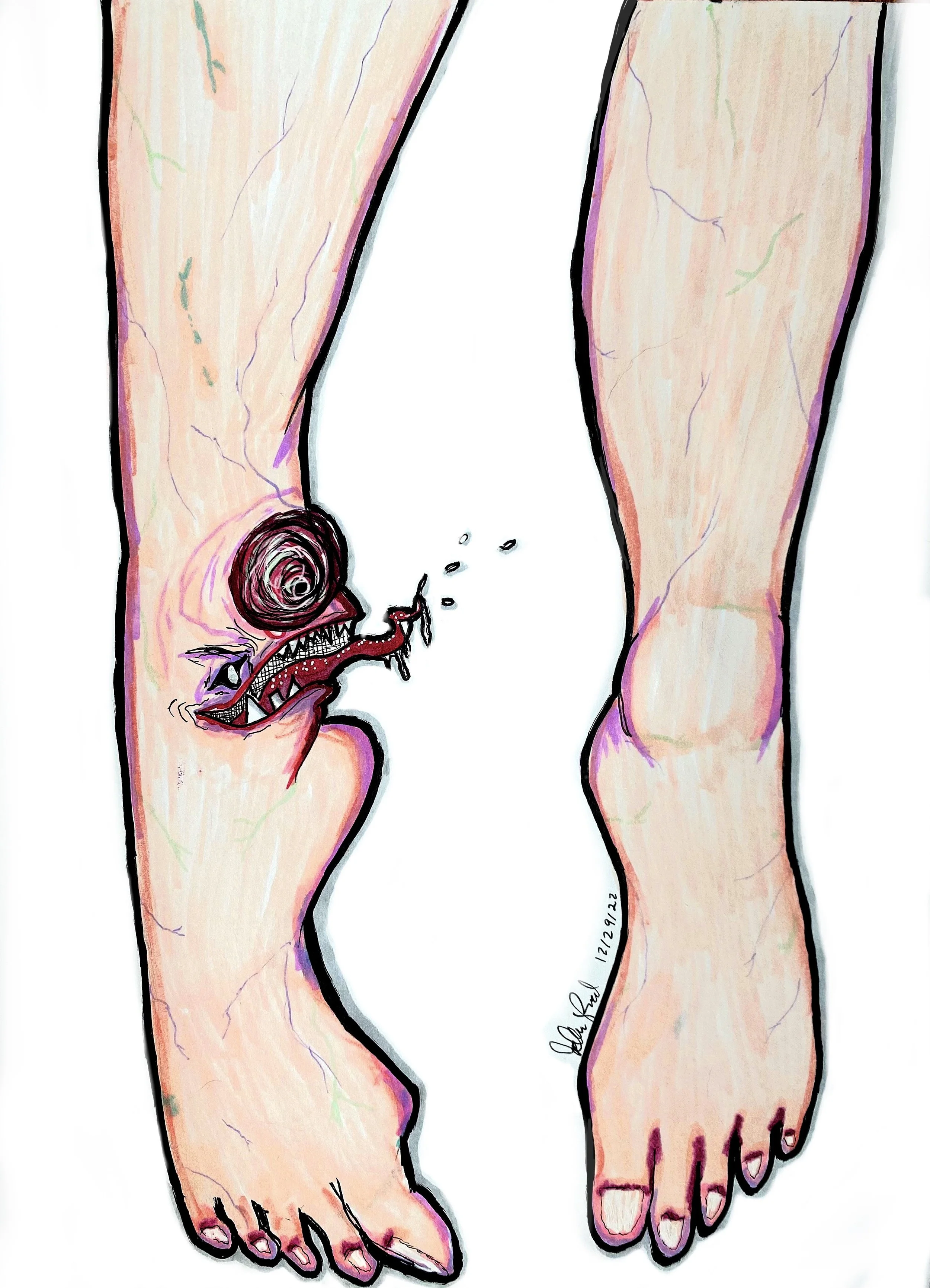 Sturdy, copic marker and ink on paper. 2023.