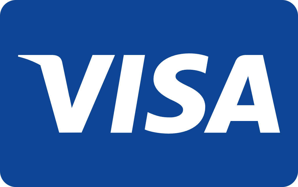 VISA logo on a blue background.