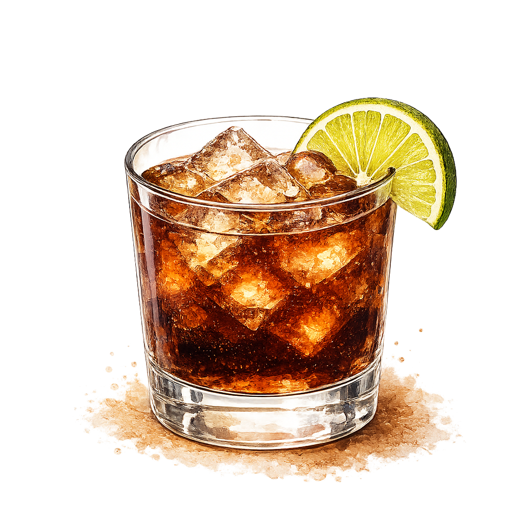 Whiskey, Coke, Lime Garnish  