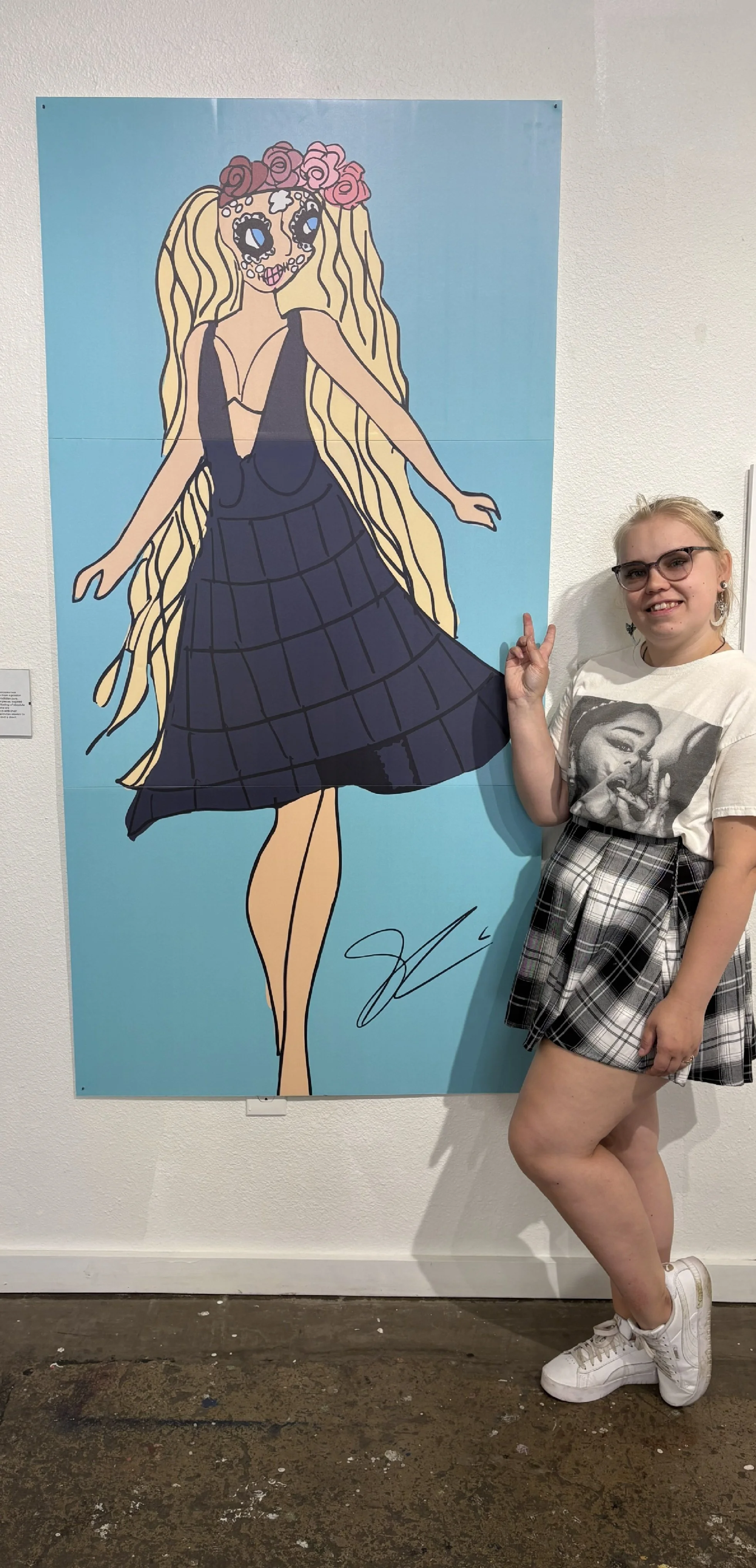 Skylar K. Angelica Sugar Skull. 2025.  digital drawing. 5ft.