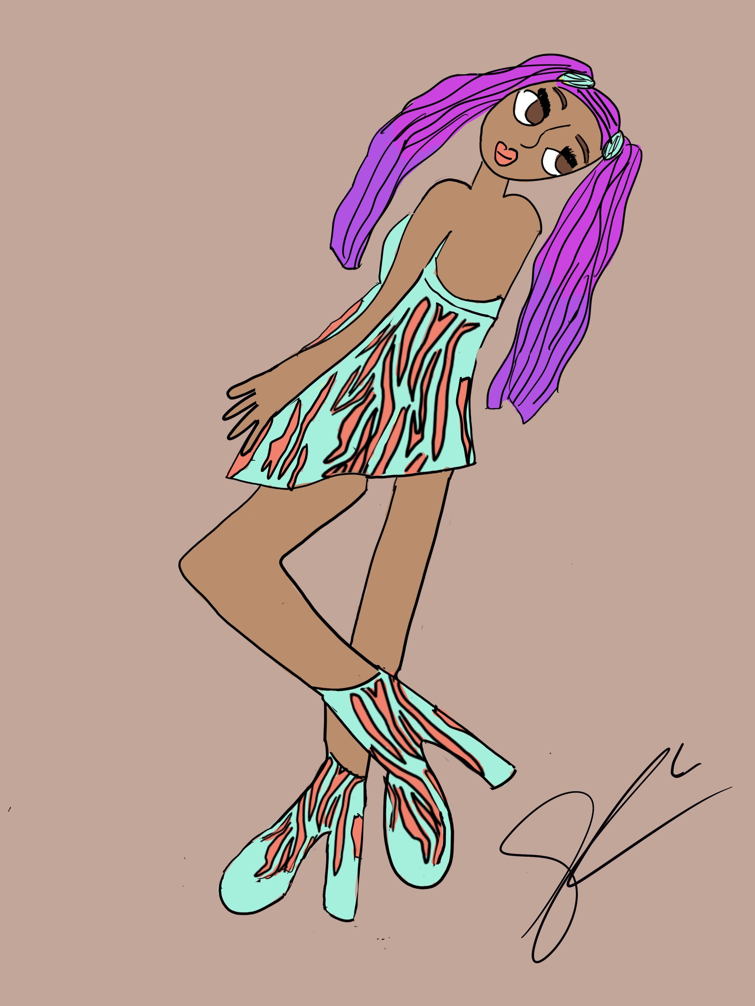 Skylar K. Freesia. Digital Drawing. 9x12. Procreate
