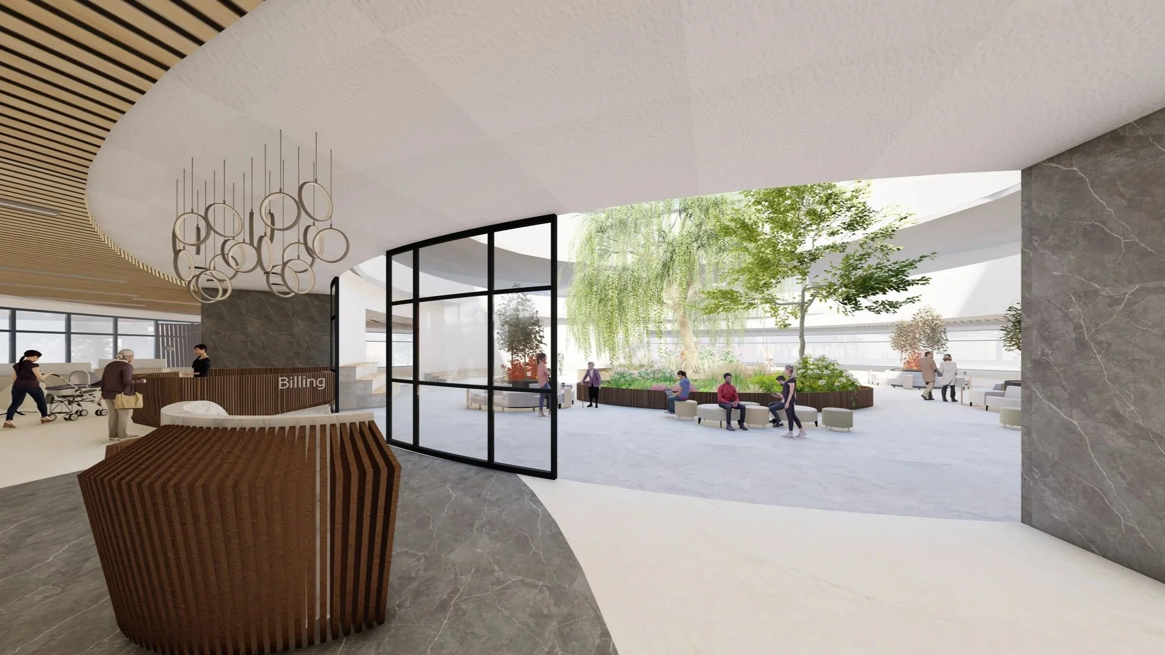 Entry Lobby in main building facing center courtyard