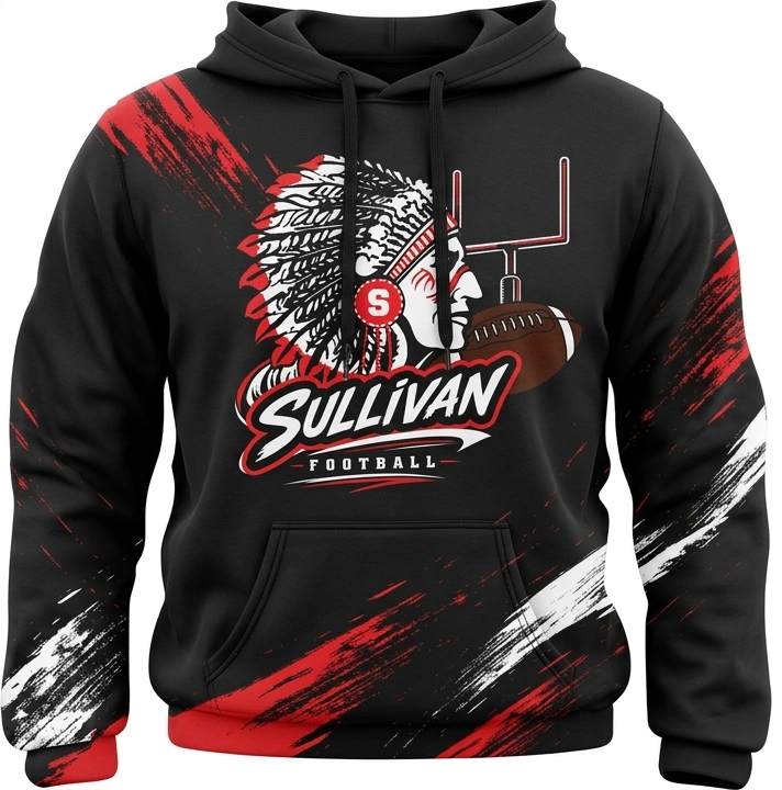 Sullivan Redskins Football Sublimated Hoodie
