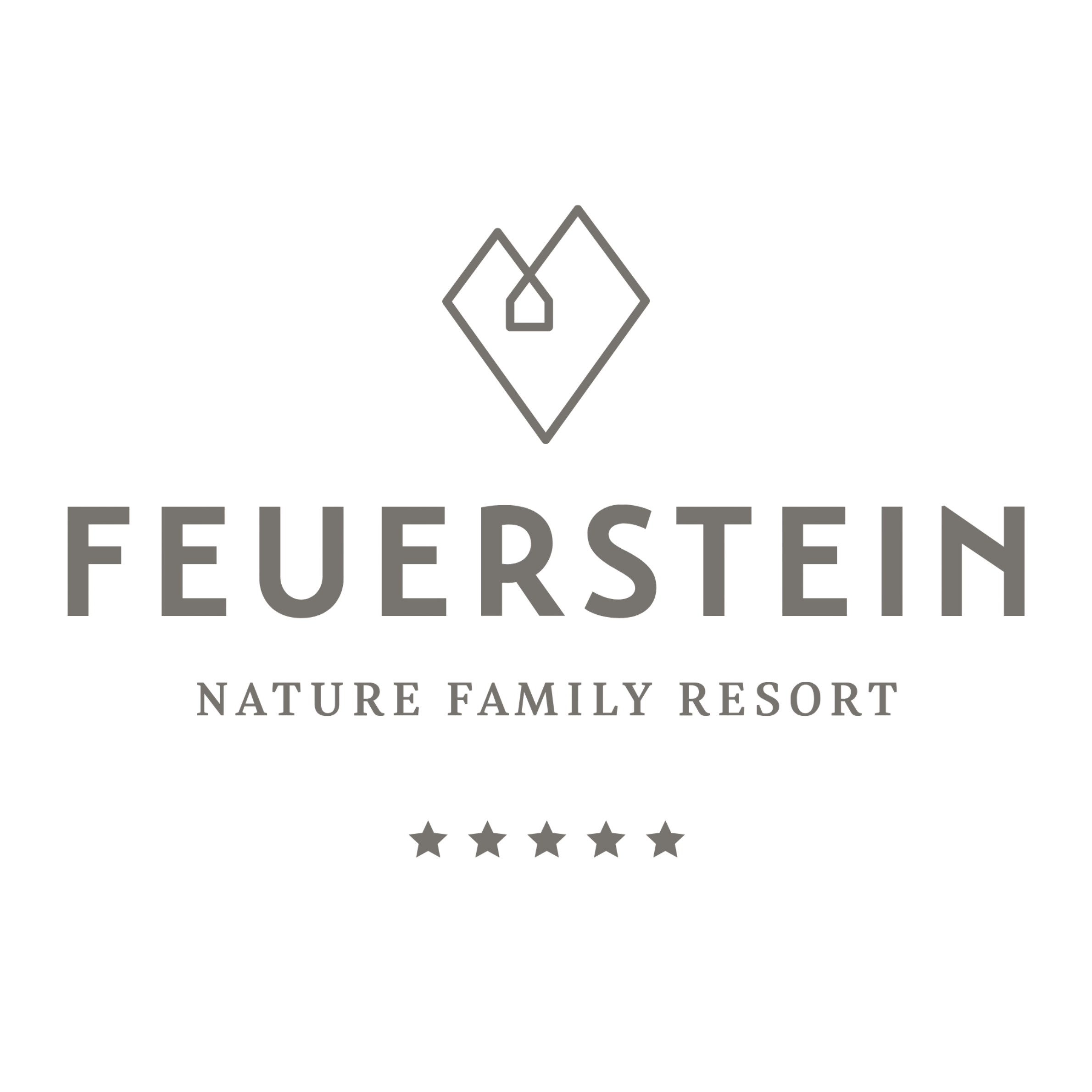 Logo for Federstein Nature Family Resort featuring a mountain emblem and stars