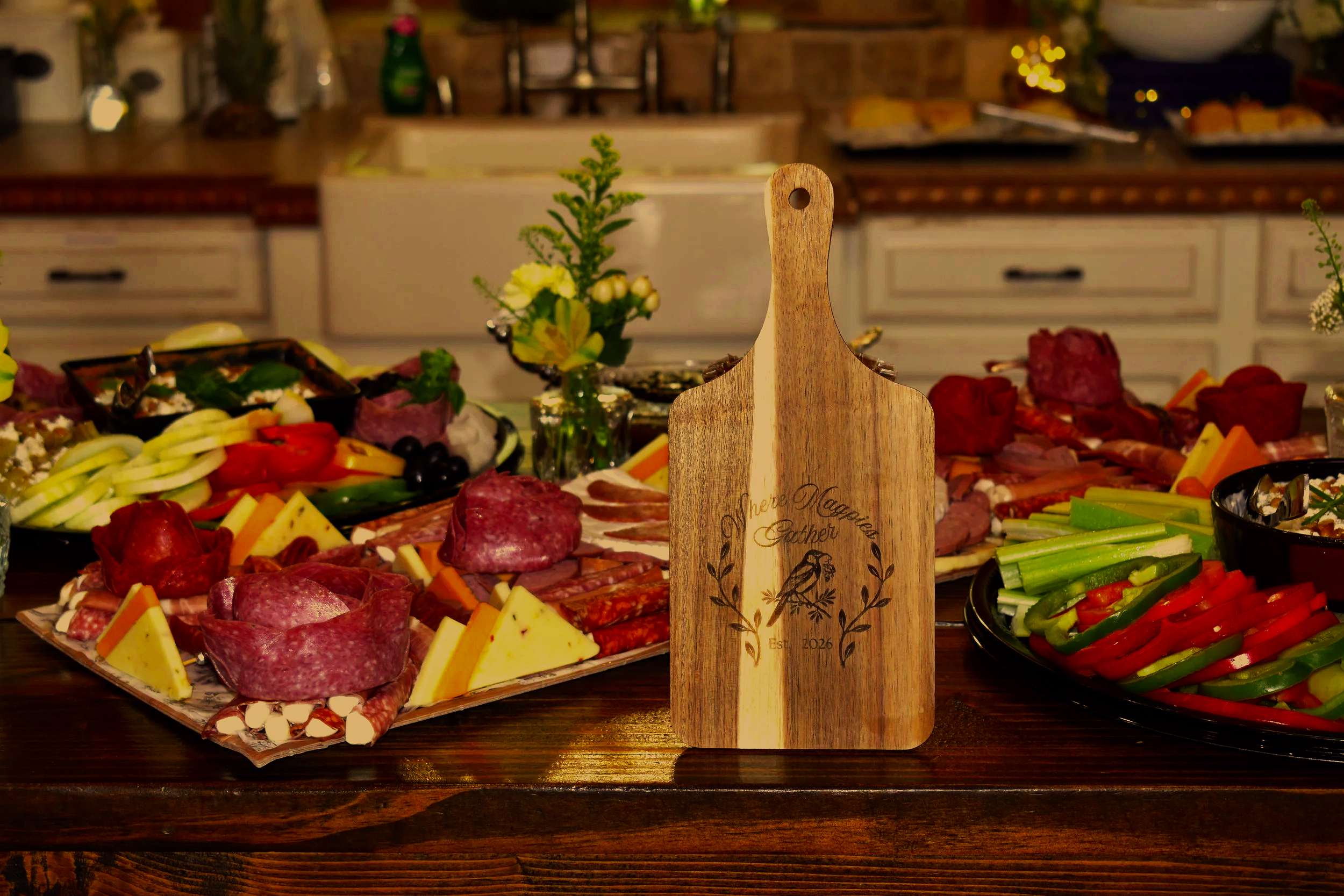 Branded Board on display at center of wedding reception