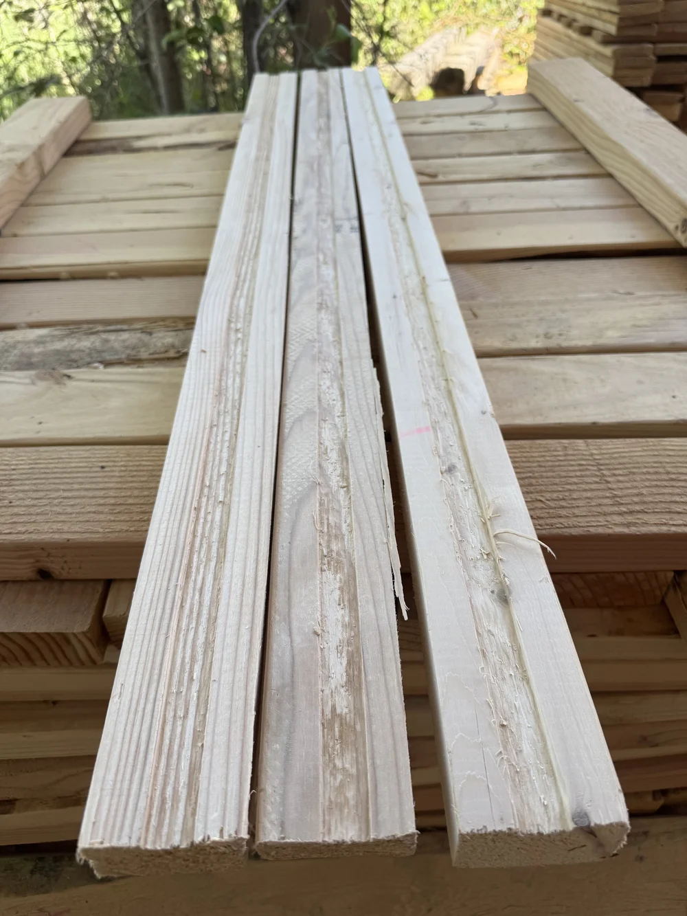 Stacked band boards ready for shipment