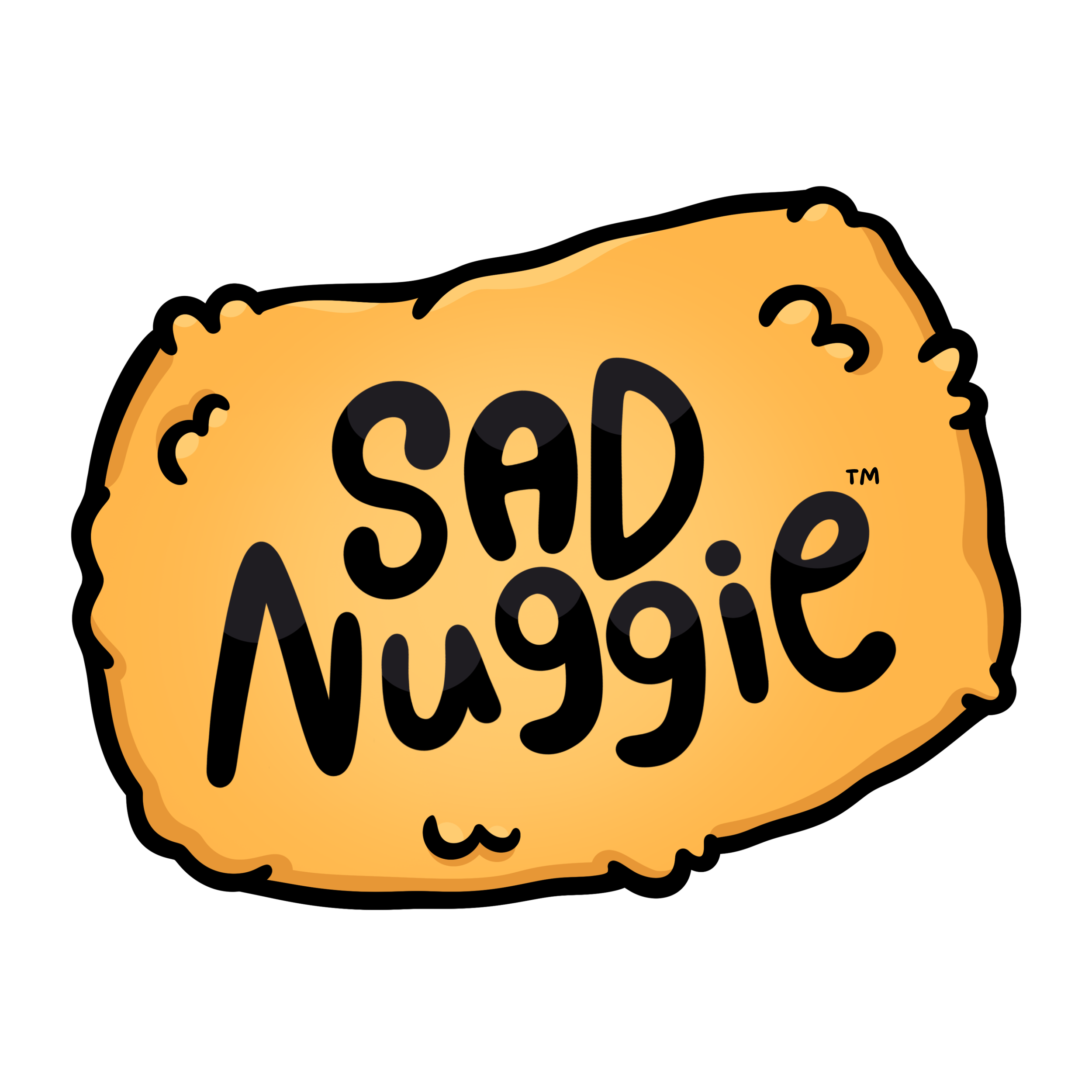 A cartoon cookie with bite marks on the edges and the words "Sad!" written inside in black letters.