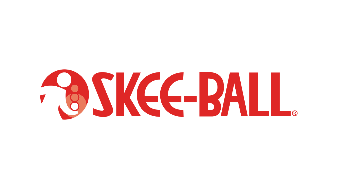 Logo for Skee-Ball featuring a stylized figure throwing a ball towards a target.