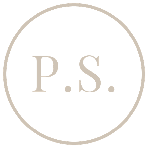 A circular logo with the letters P. S. in the center, surrounded by a thin circle outline.