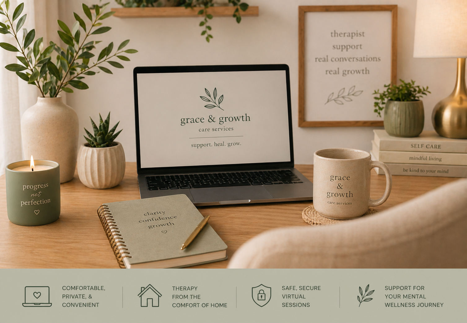Online therapy workspace for Grace & Growth Care Services in Florida