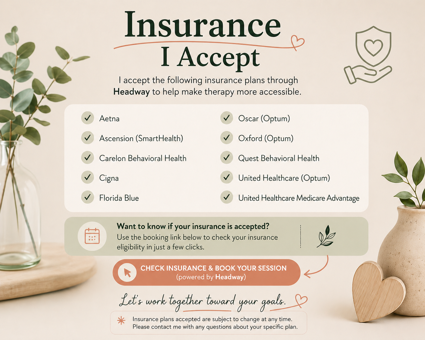 Insurance plans accepted through Headway for online therapy services