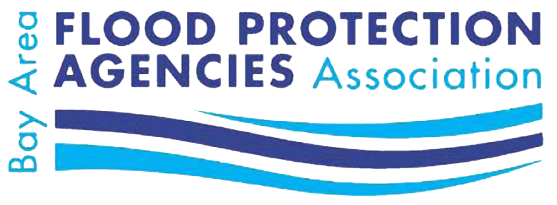 Logo for Flood Protection Agencies Association featuring blue text and wavy water graphics.