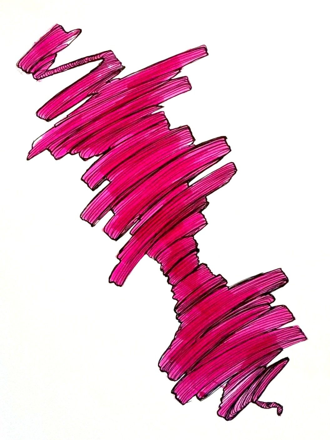 Abstract illustration of the country of Italy, filled with pink and purple strokes.