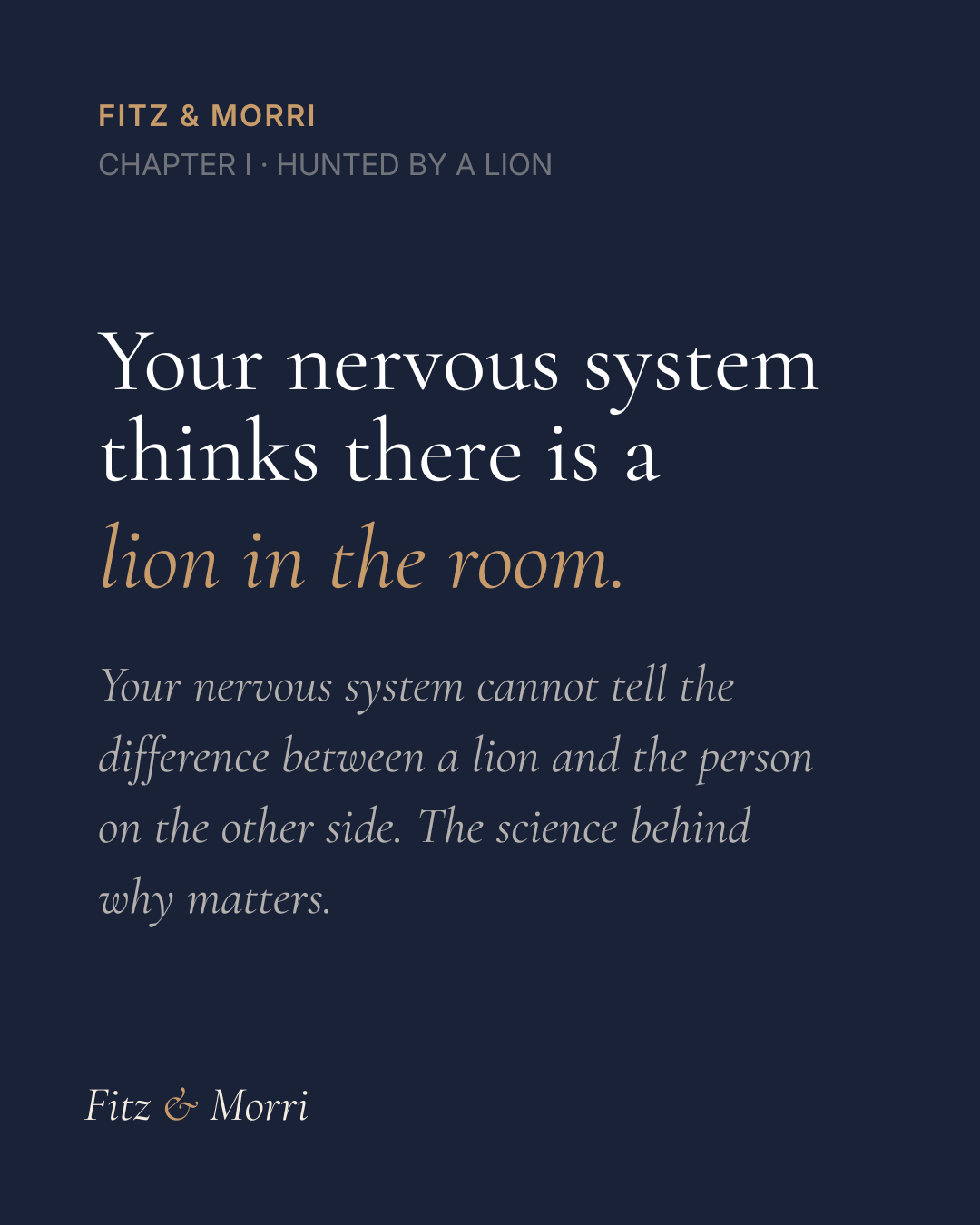 The lion in the room
Fight or flight and the brain's inability to distinguish psychological from physical threat