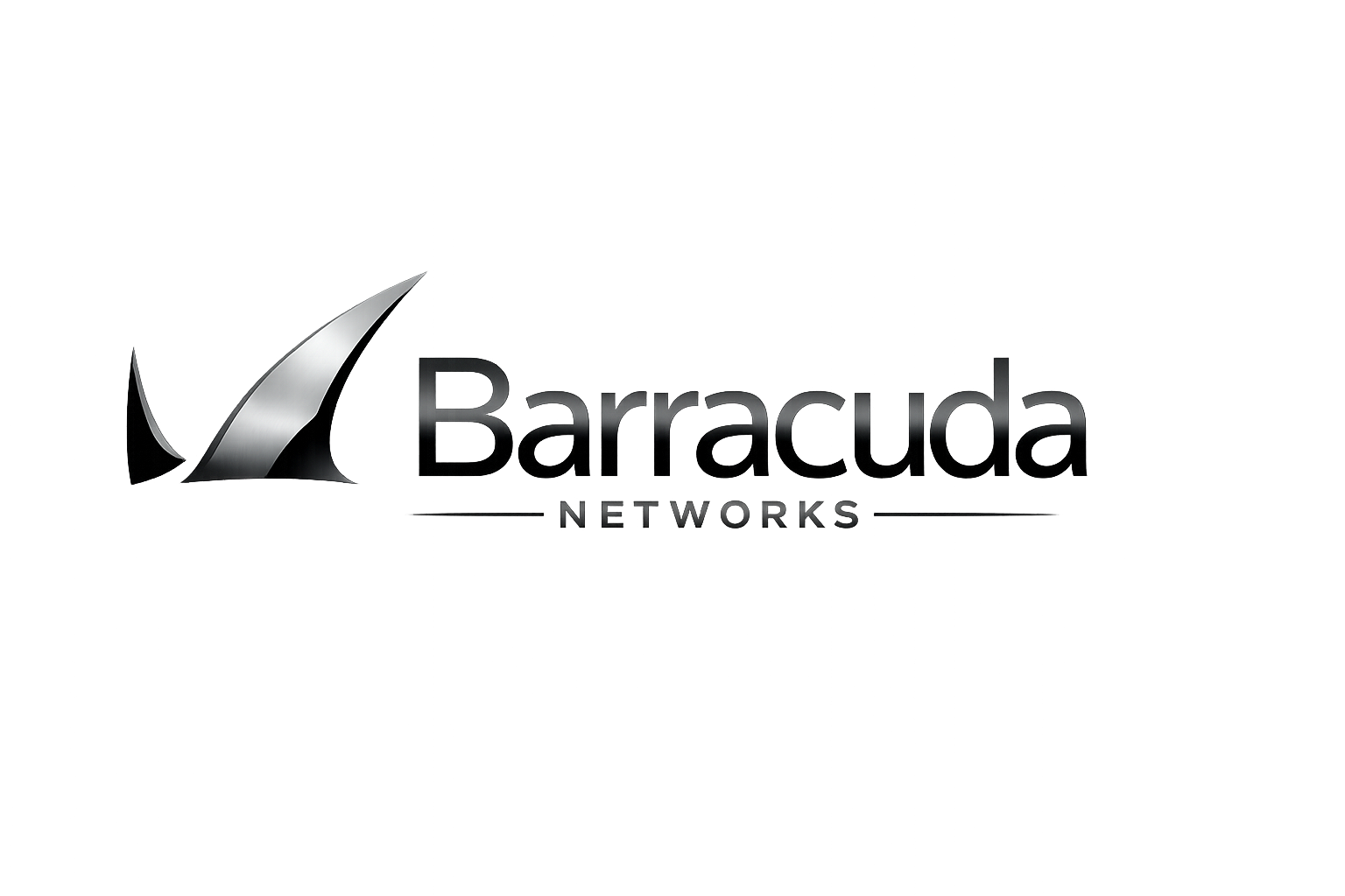 A metallic logo with a sailboat illustration and the text 'Barracuda Networks' on a gradient background.