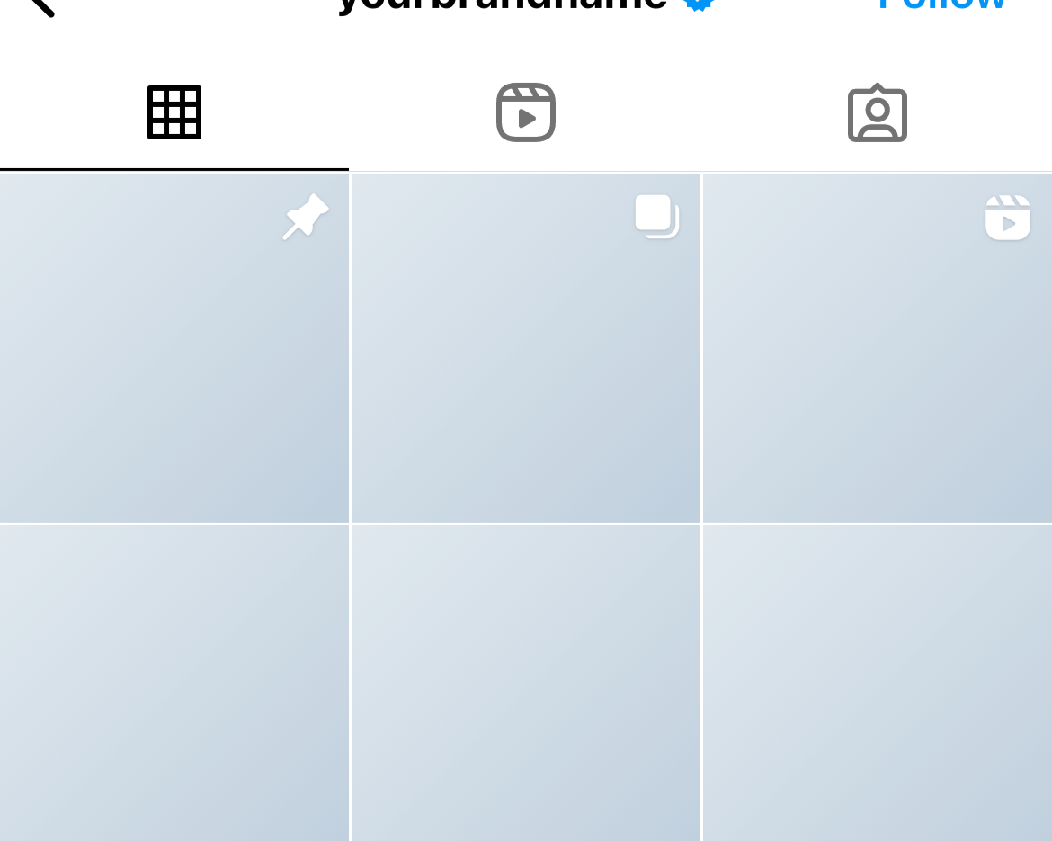 Screenshot of a social media app interface showing empty photo grid with icons for photo management and options at the top.