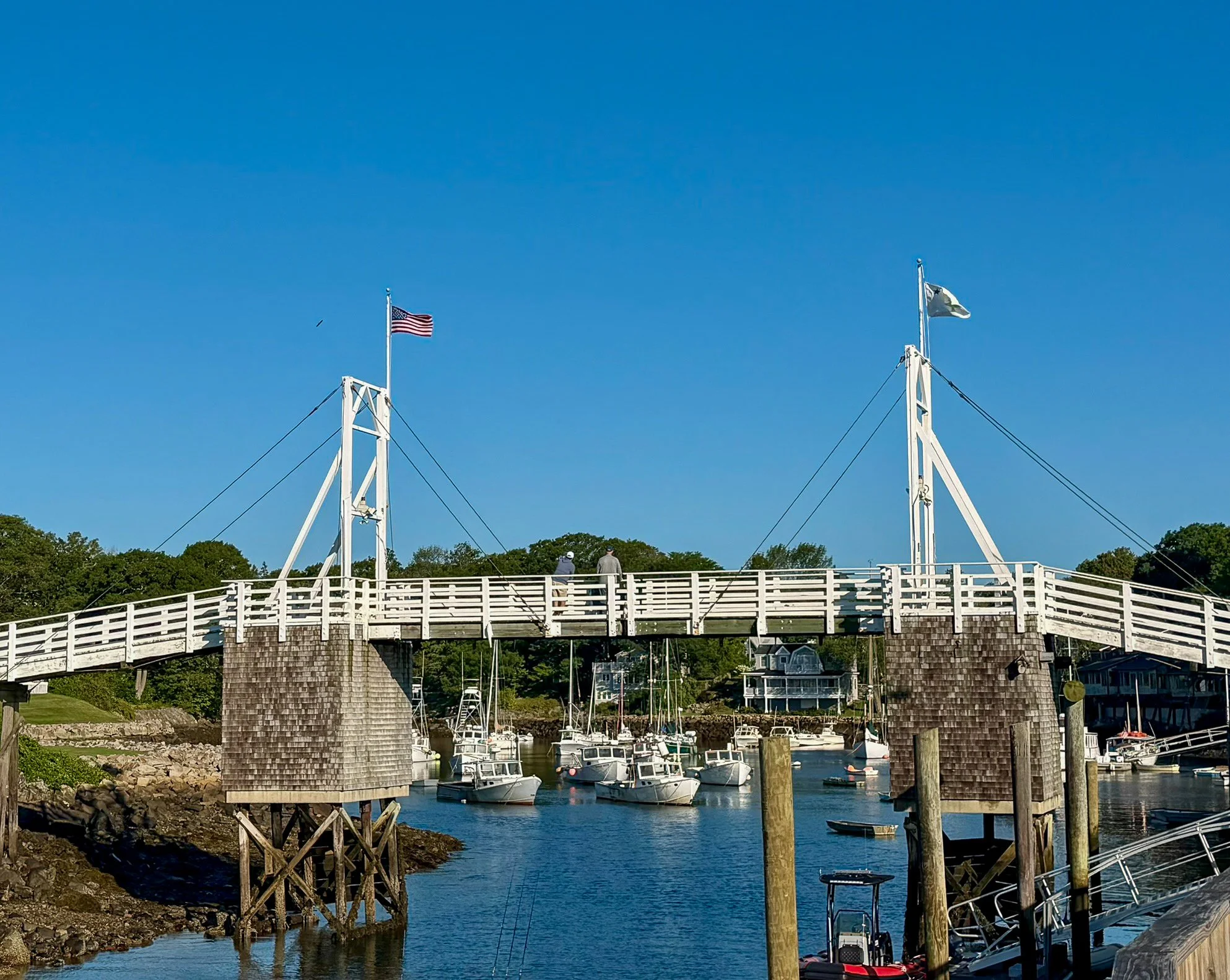 The iconic drawbridge spanning Perkins Cove in Ogunquit, Maine