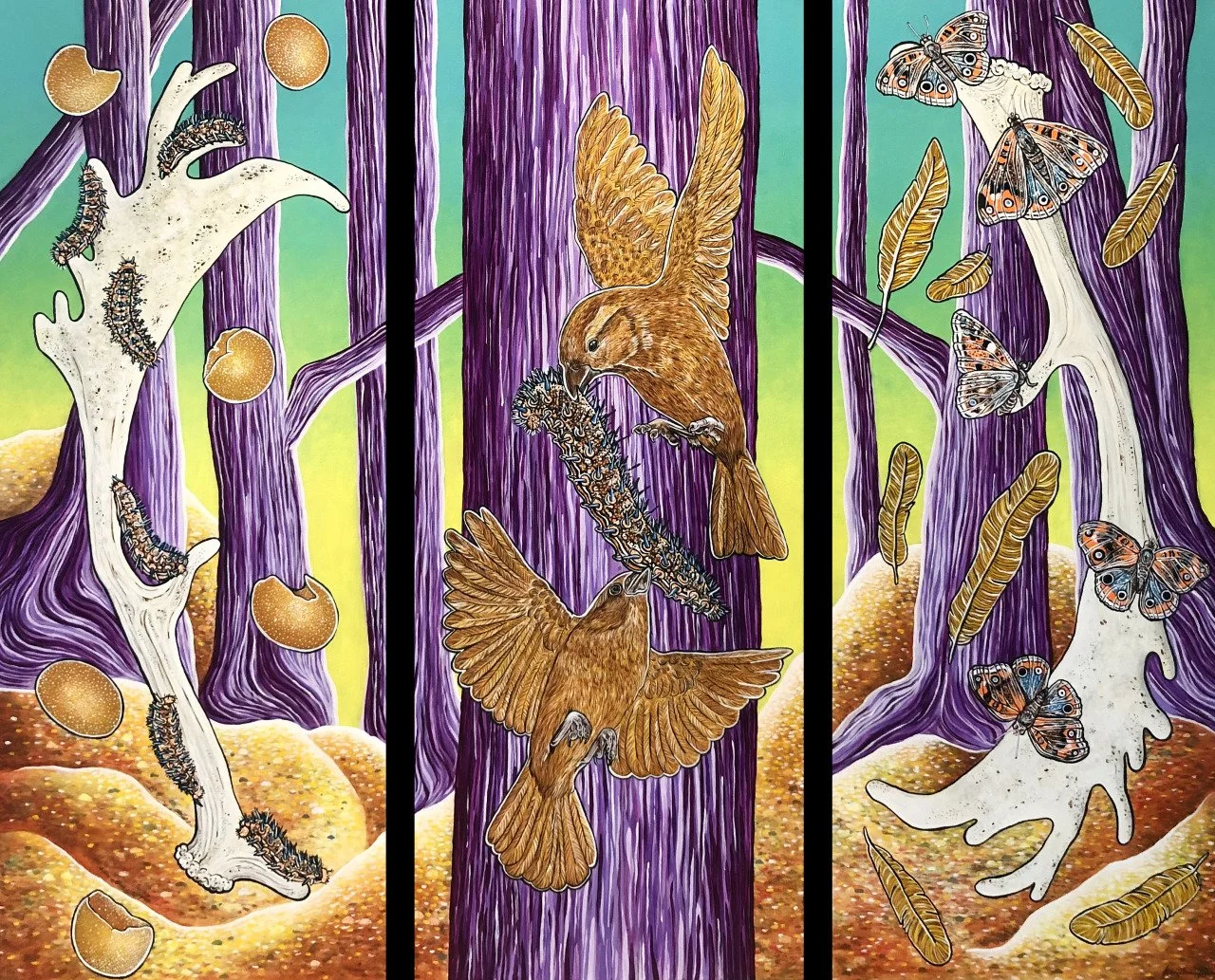 Untitled triptych, Acrylic and enamel on canvas, 40x52in. (40x16in. panels)