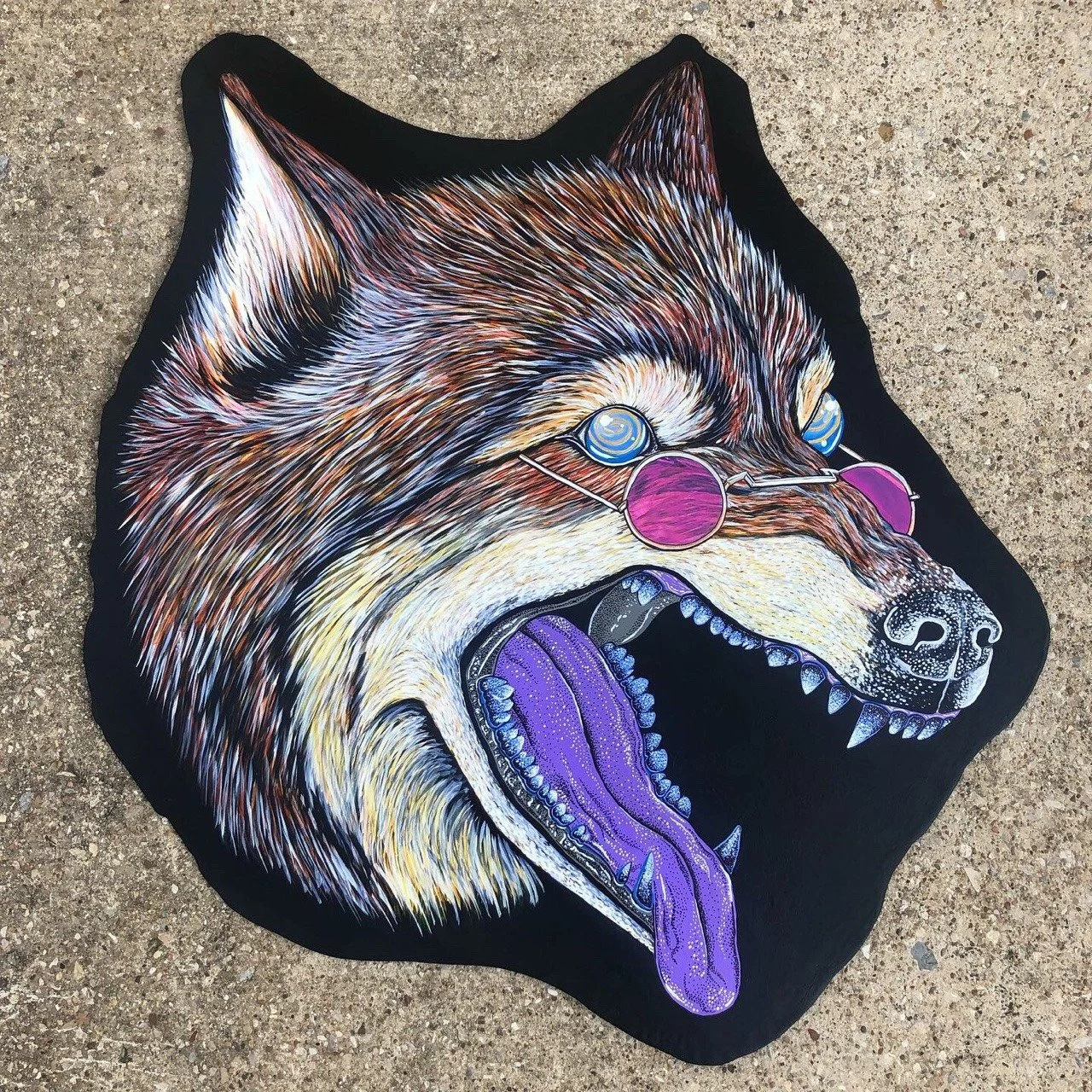 Rose Colored Glasses, Acrylic and enamel on plywood, 36x36in.