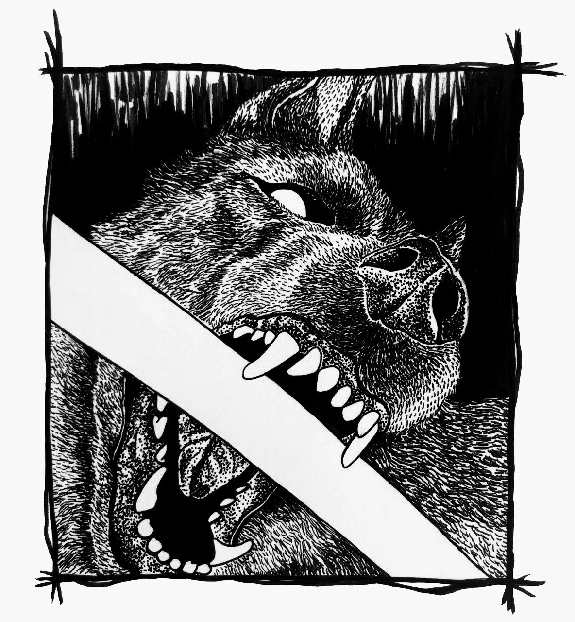 Unclench Your Jaw, Ink on Bristol, 5.25x4.75in.
