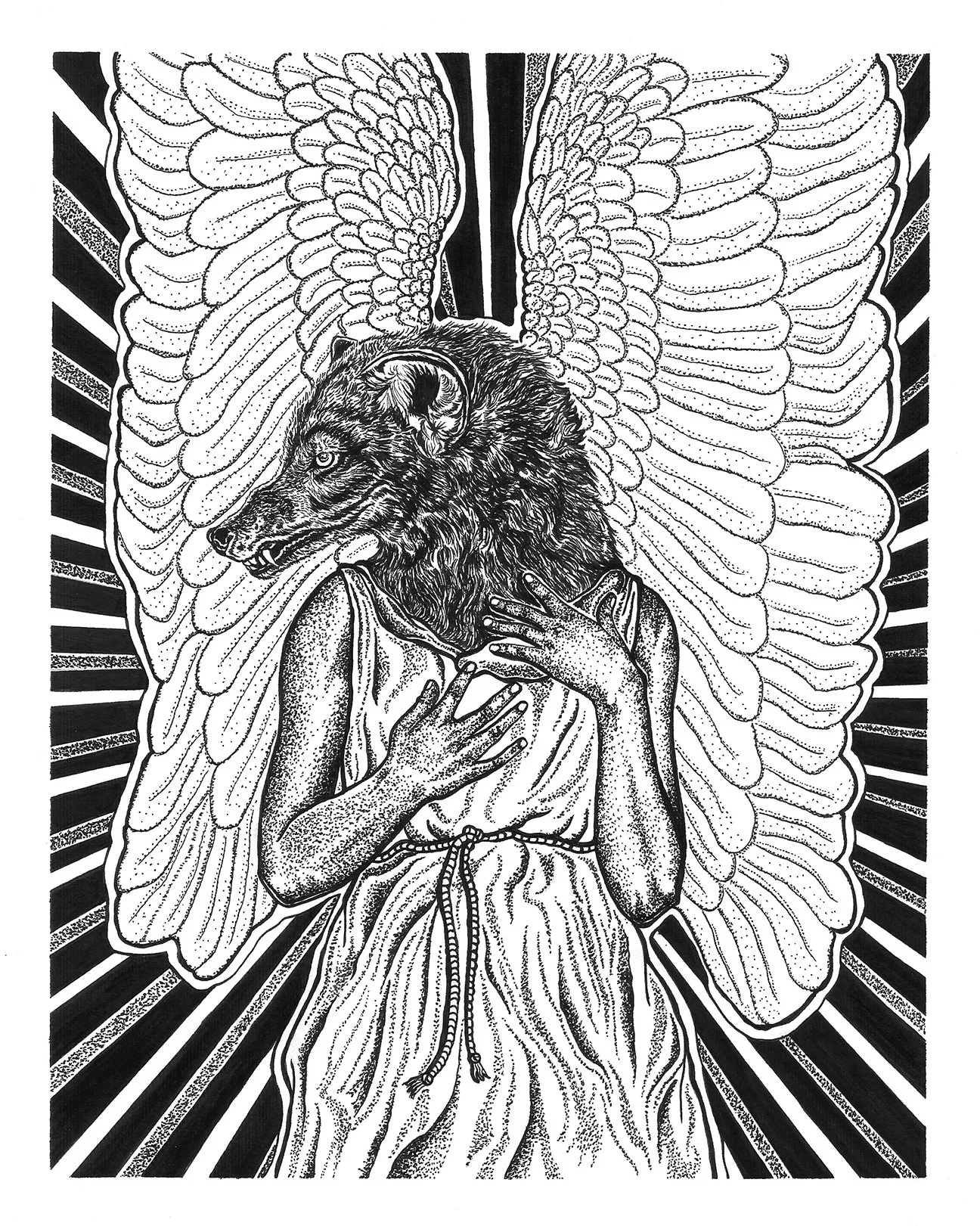 The Holy Beast, Ink on Bristol, 10x8in.
