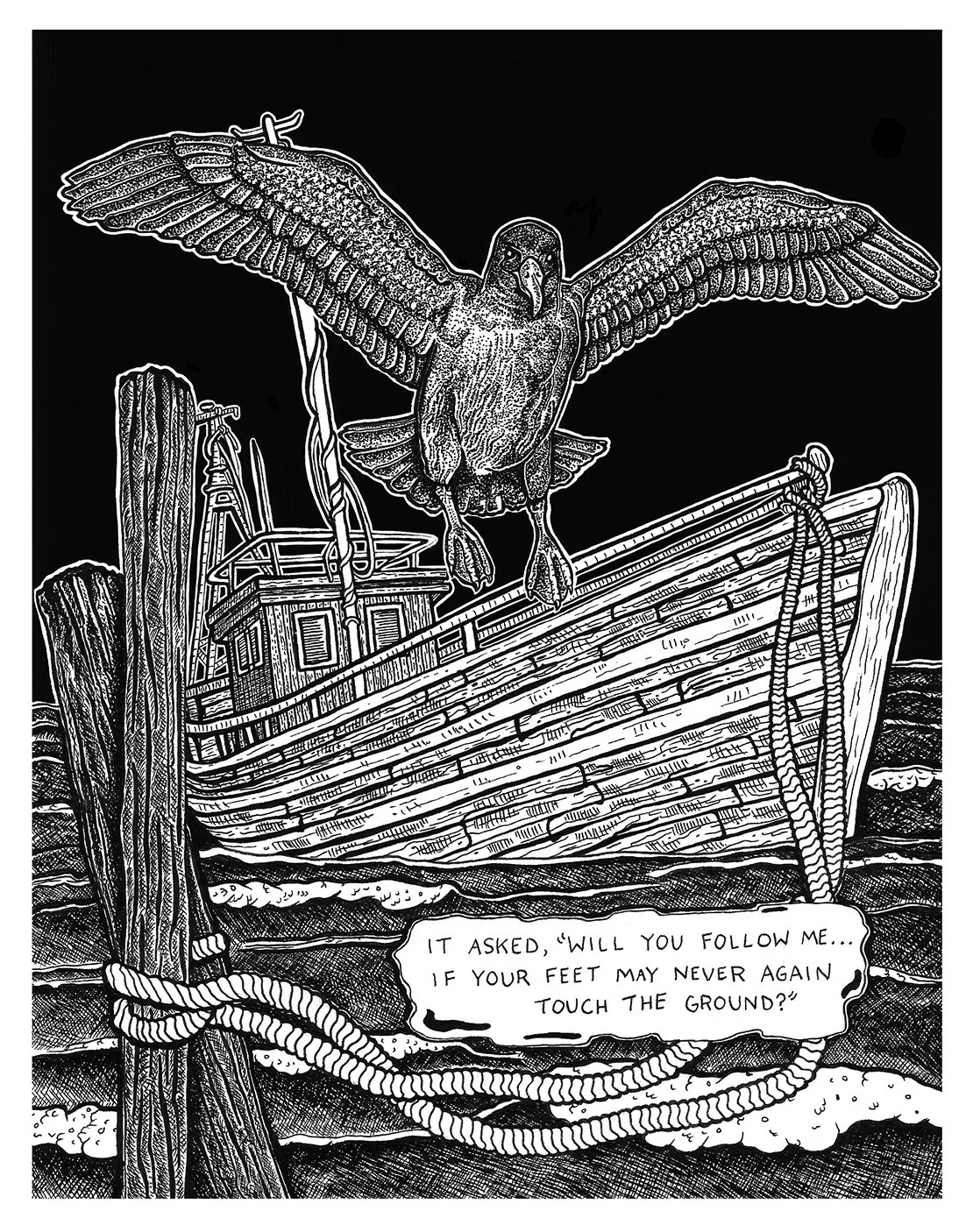 Page 2, Ink and gouache on watercolor paper, 10x8in.