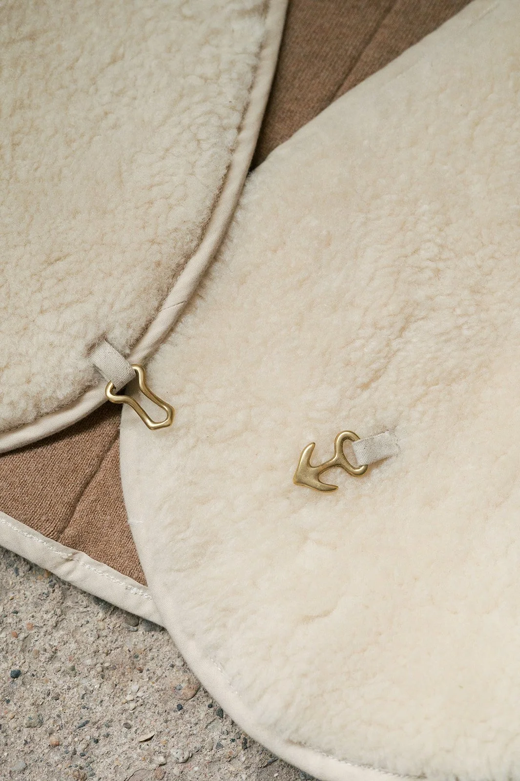 Self drafted sheepskin vest,  cashmere lining, brass clasp