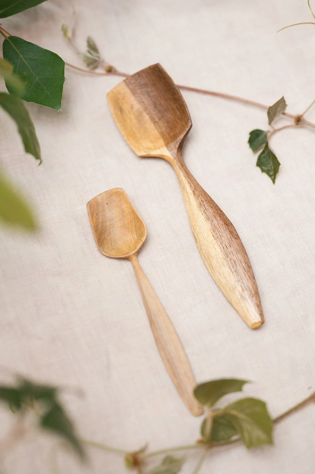 Walnut hand carved utensils