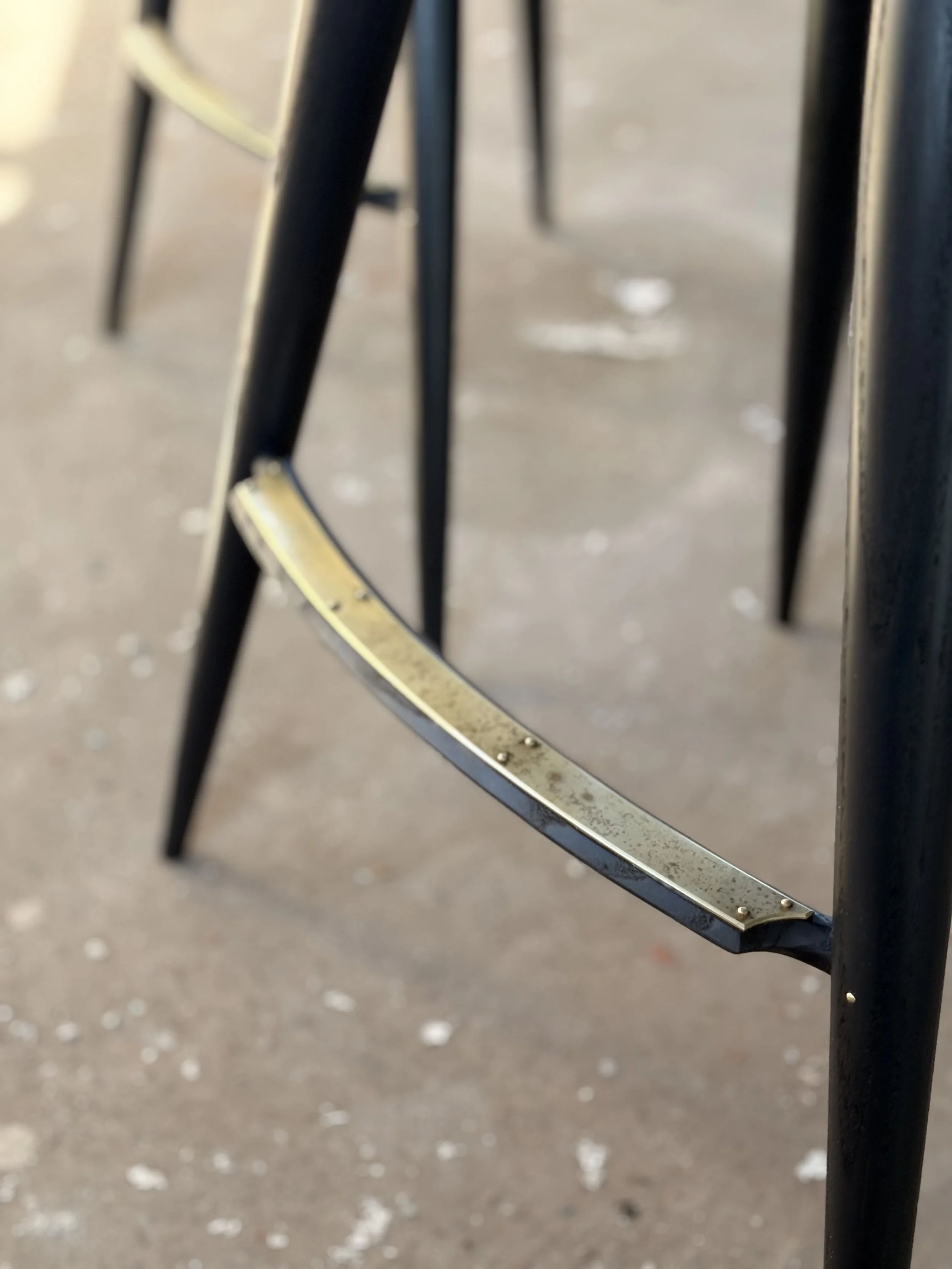 Riveted Brass footrest, brass pin deatails