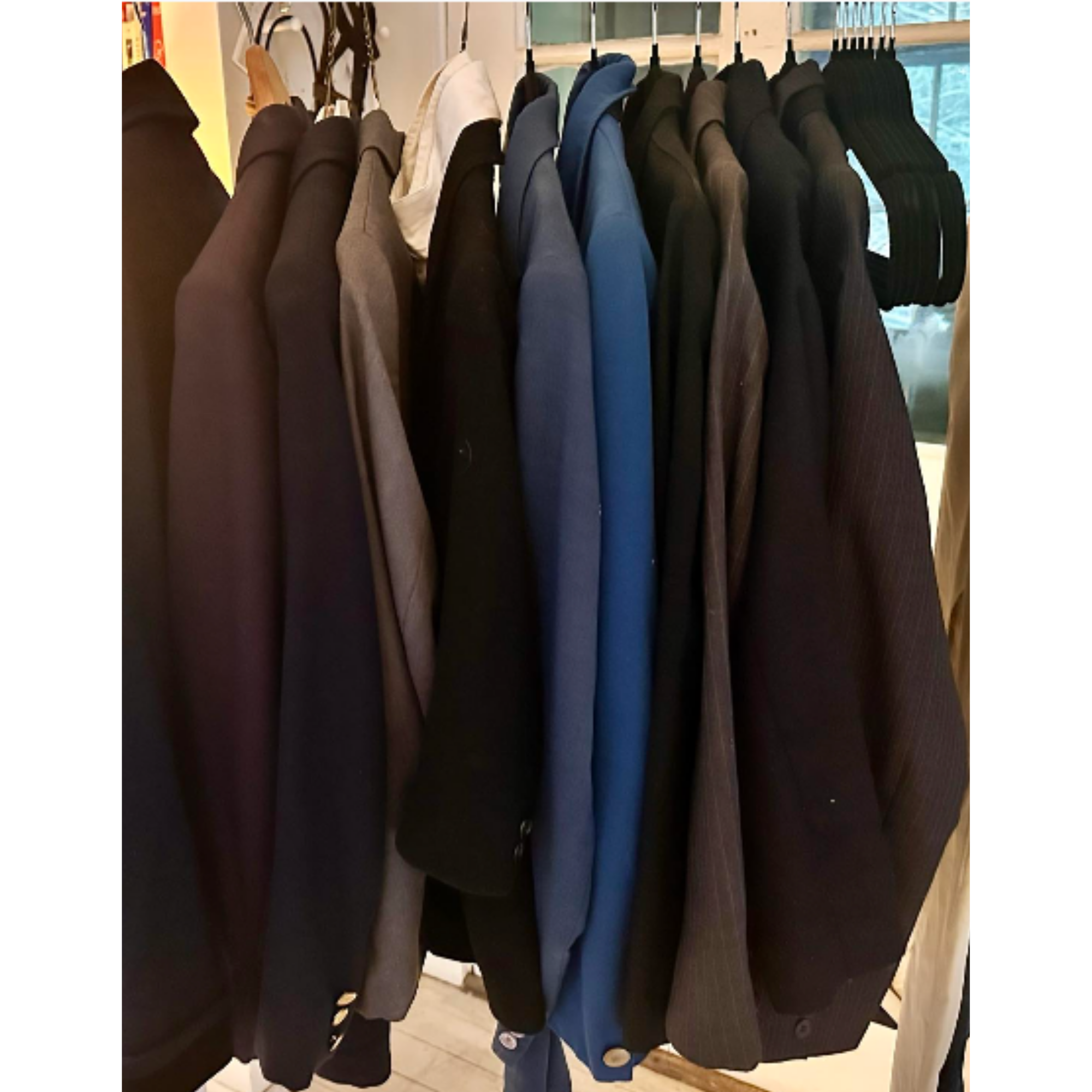 Riding jackets for sale inside The Silver Spur Equestrian Consignment room at Villa Vintiques in Woodbury, CT.