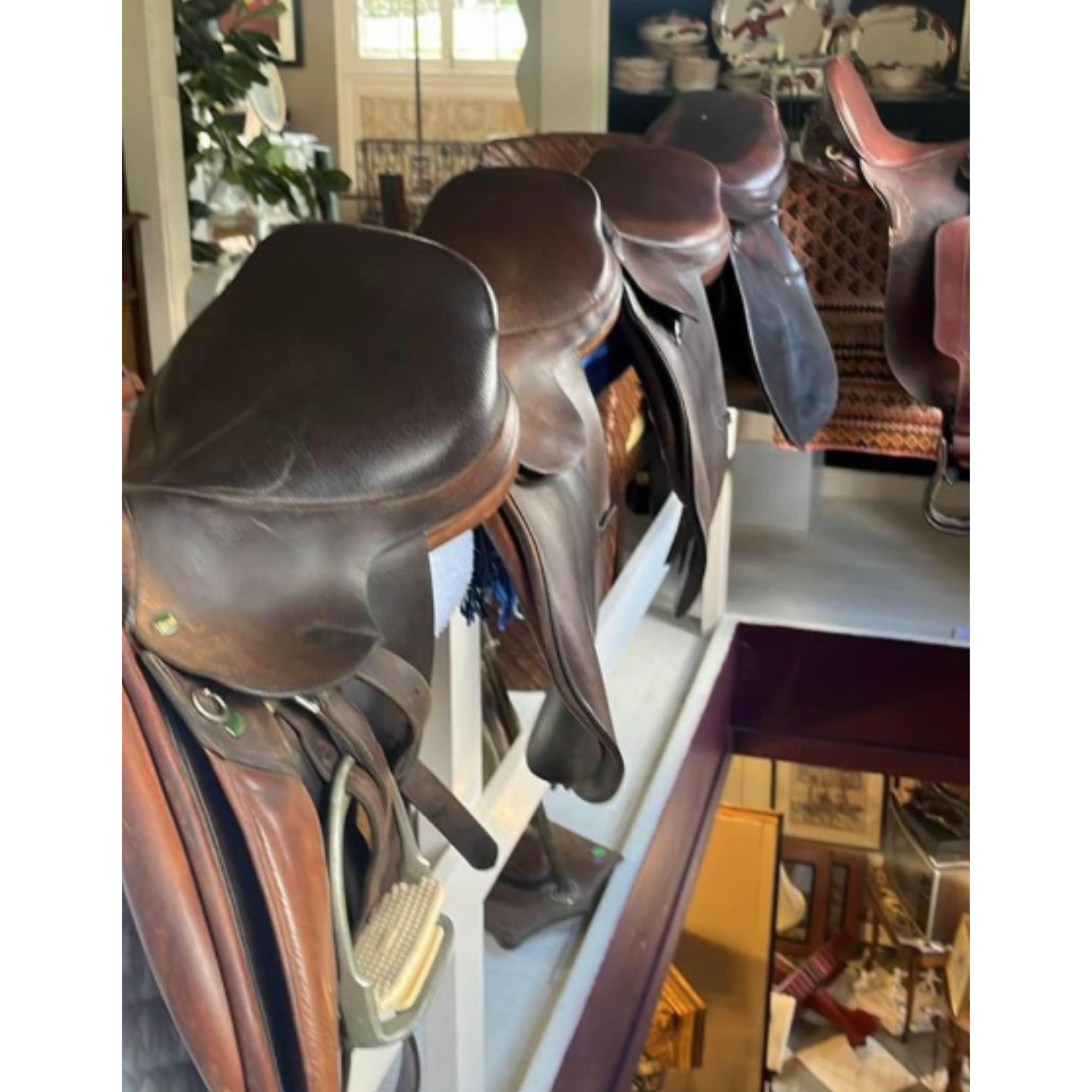English saddles for sale at Villa Vintiques on consignment through The Silver Spur.