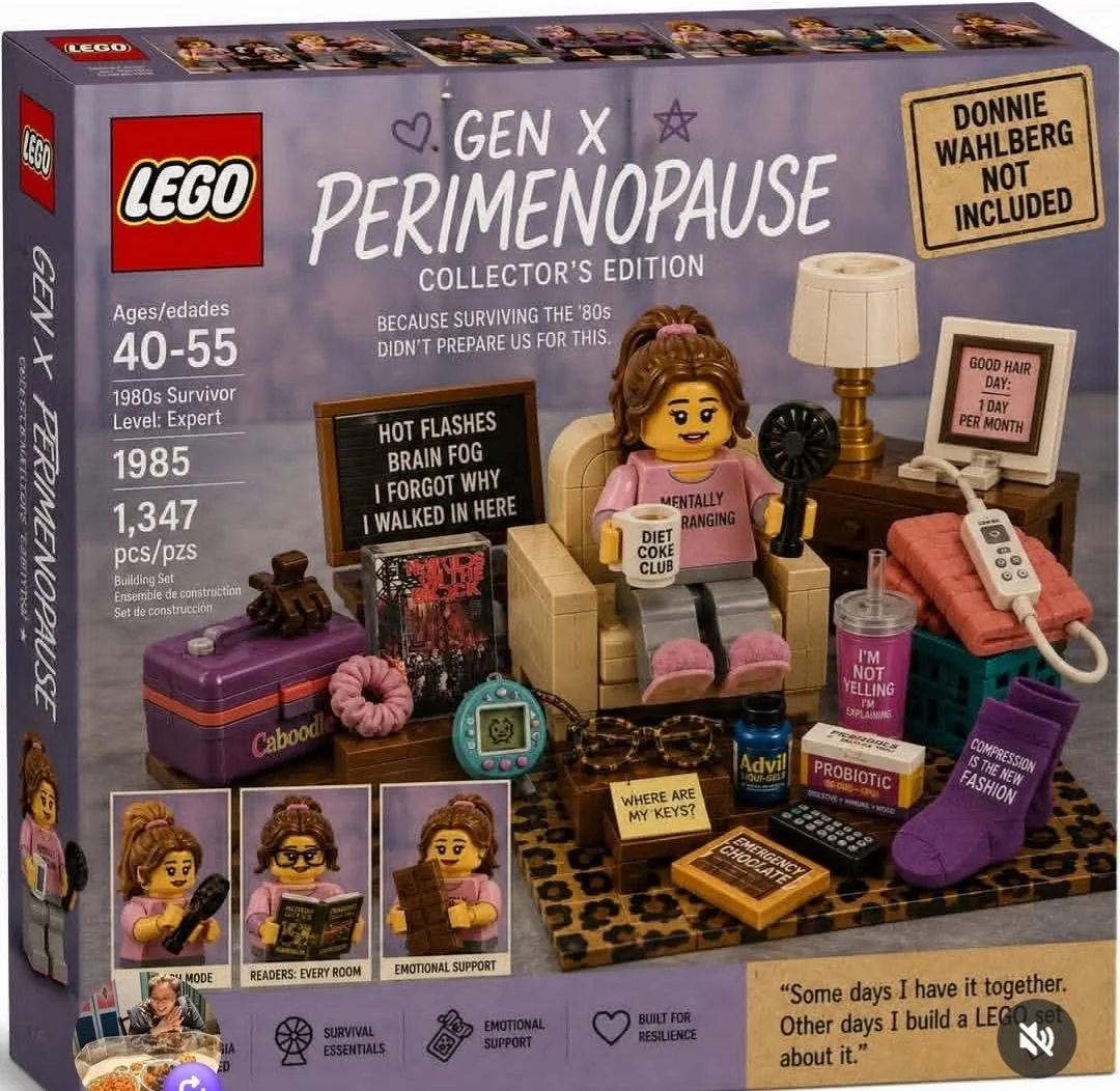 she breathes again, menopause lego set