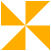 A geometric pattern of black and yellow triangles forming a pinwheel design.