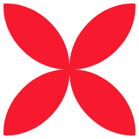 Red floral or petal-like symbol.