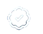 Icon of a white checkmark inside a black circle with a dashed border.