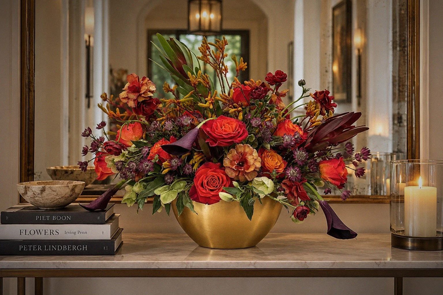 Autumnal Floral Console Vignette.jpeg