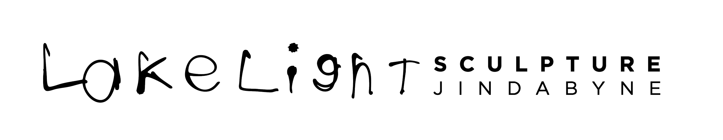 Logo for Loki Light Sculpture Jindabyne, with stylized text in black outline style.