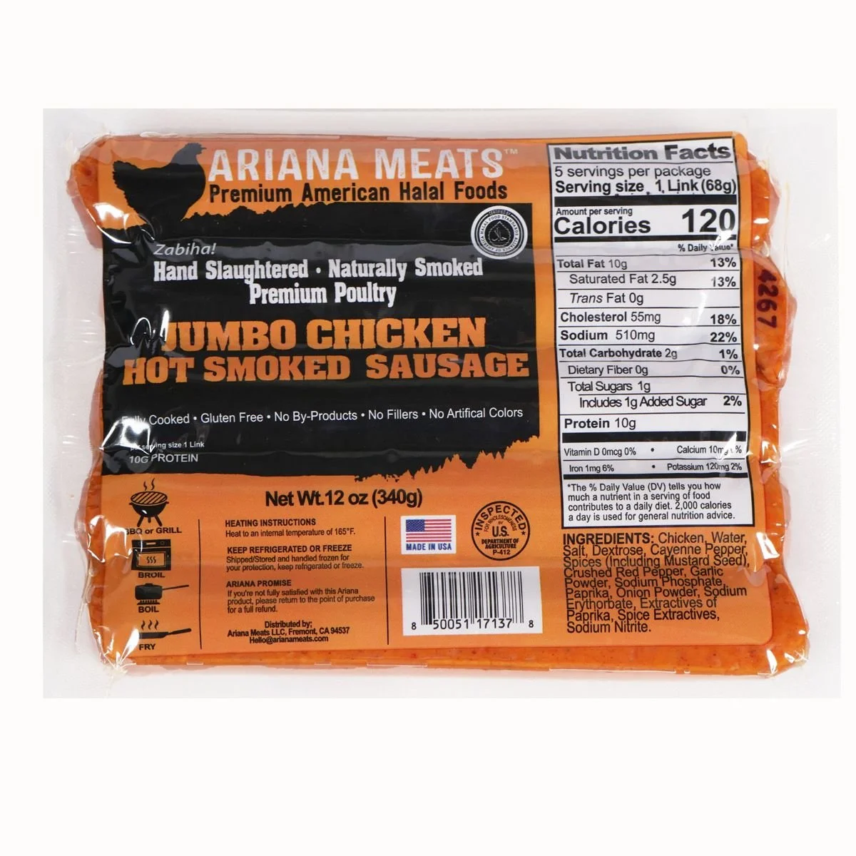 Jumbo Chicken Hot Smoked Sausage