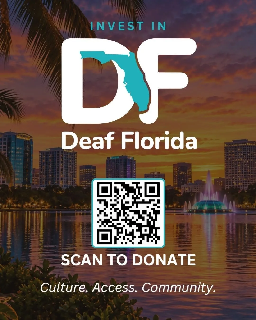 Deaf Florida, Inc. is a 501(c)(3) nonprofit serving Florida's Deaf, hard of hearing, DeafBlind, and signing community. Our mission is to connect, empower, and help our community thrive by creating accessible spaces where Deaf and hearing people come 