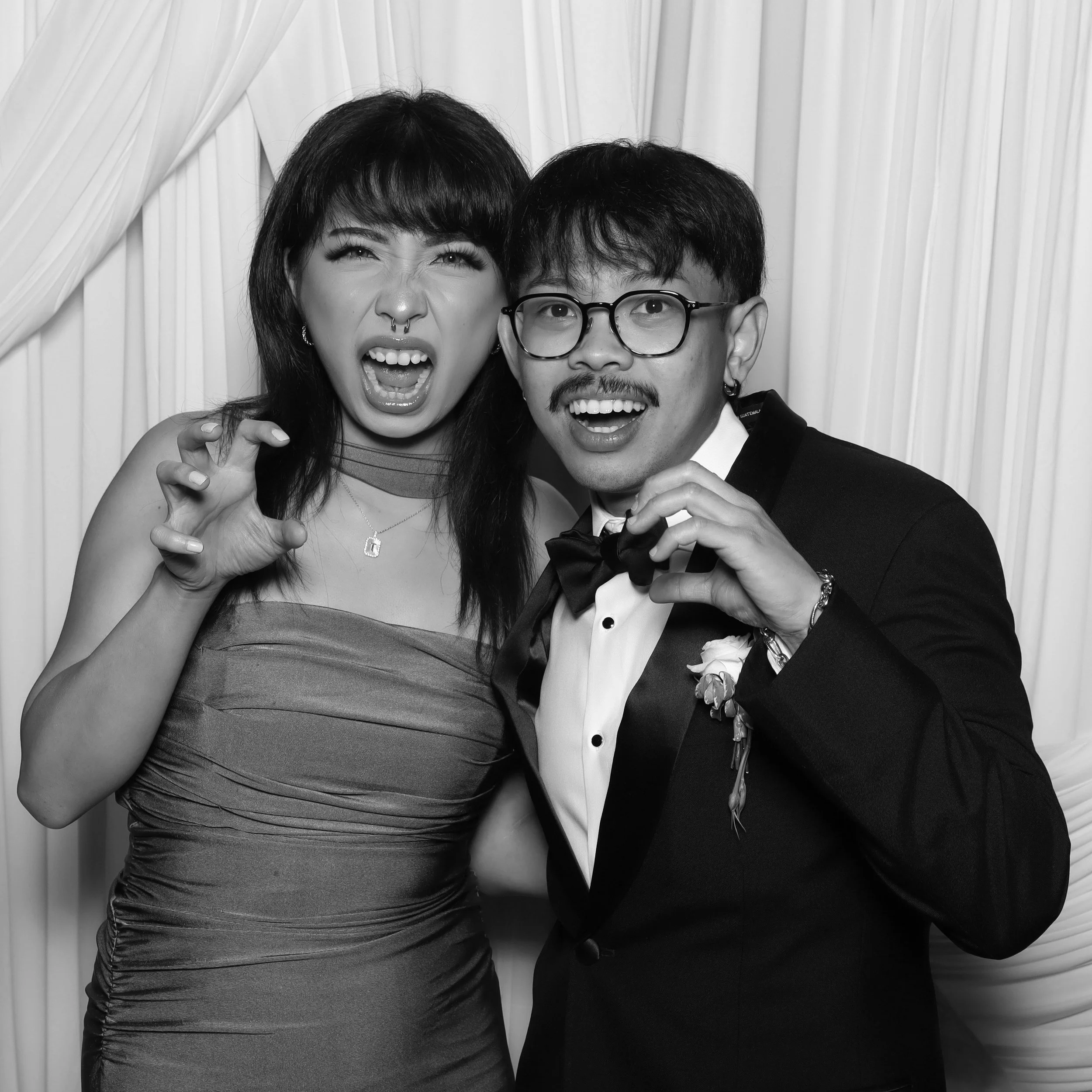 two young people making a silly face