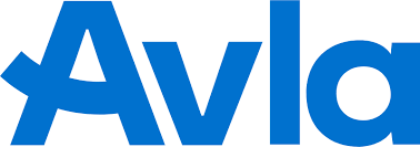 The image shows a logo with the word 'Ava' in blue text.