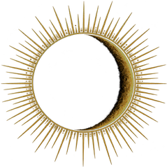 Eclipse with a golden, spiked ring around a darkened sun or moon