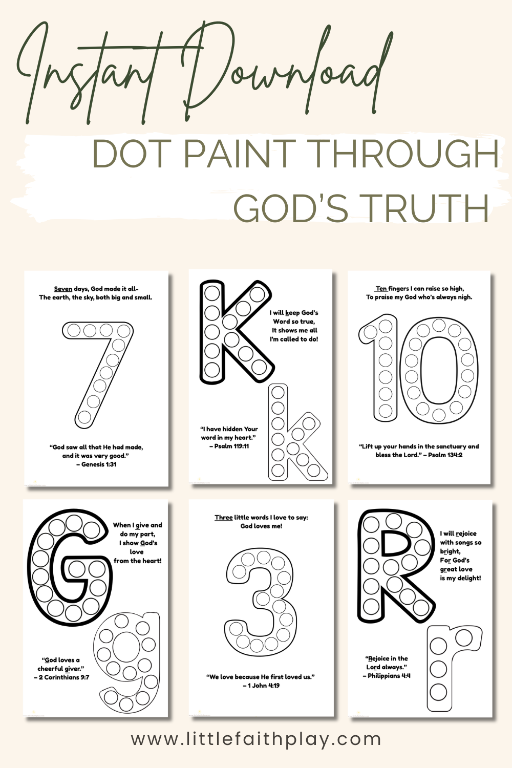 Free ABC + 123 God's Love Dot Painting