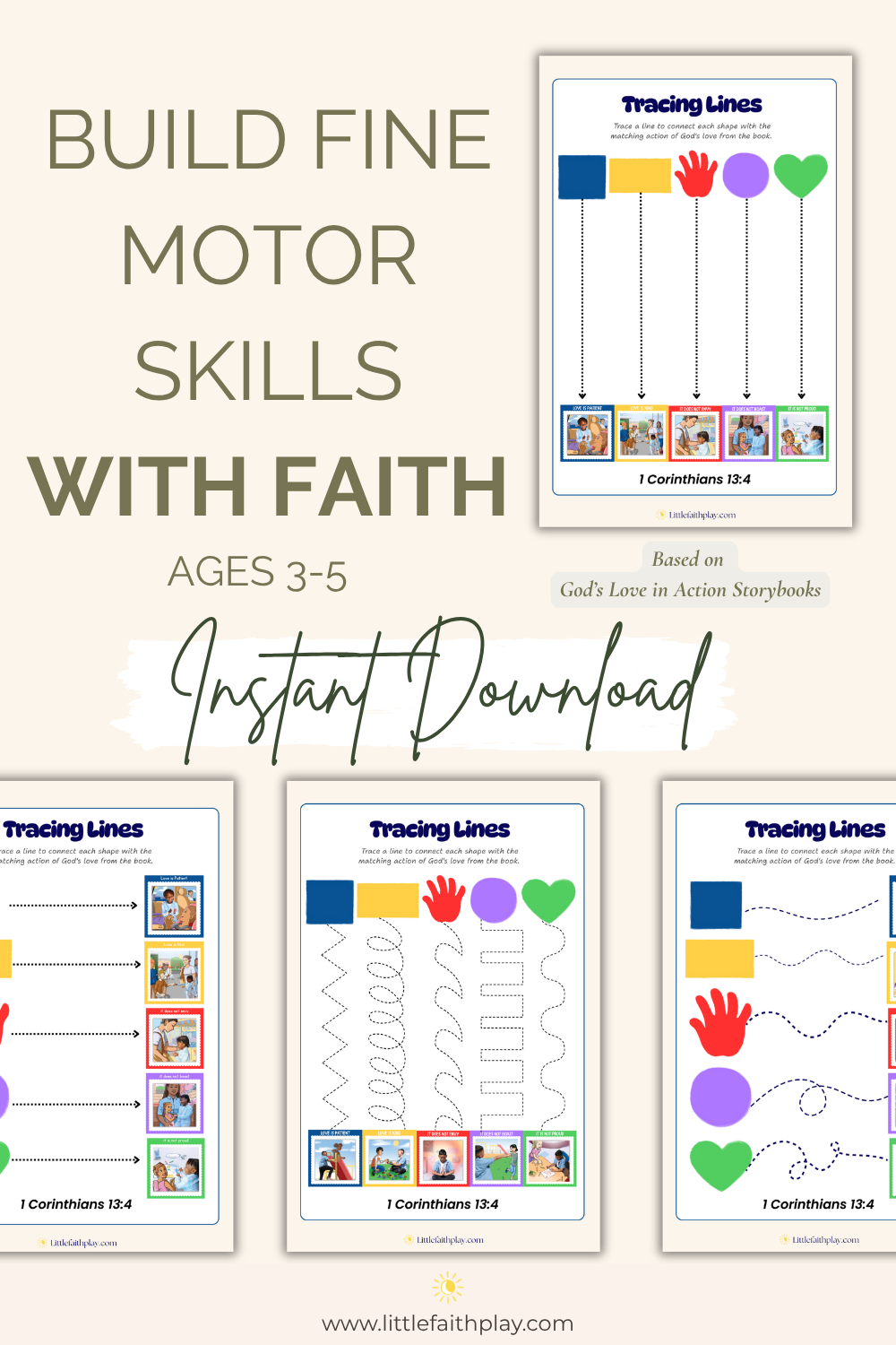 God's Love Pre-Writing Lines Practice Printable ~ $1.99