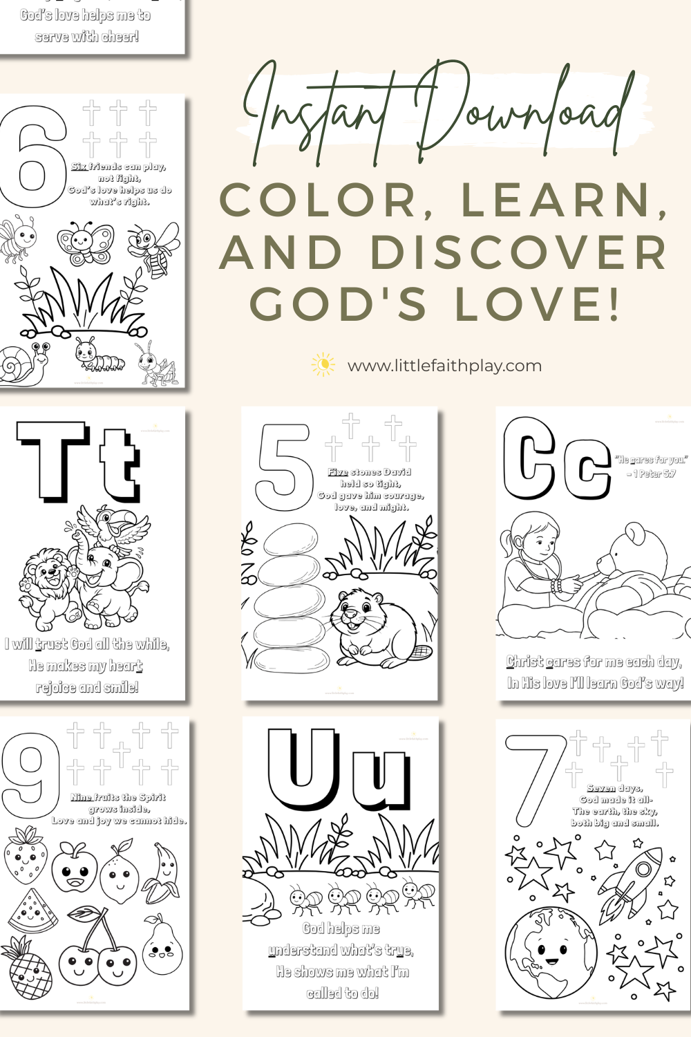 Free ABC + 123 of God's Love Coloring 