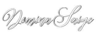 Elegant black background with white script text reading 'Nomina Saige'.
