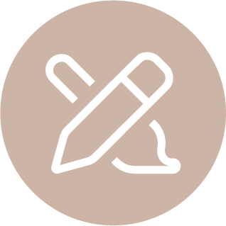 Icon of a pen writing on paper inside a circle