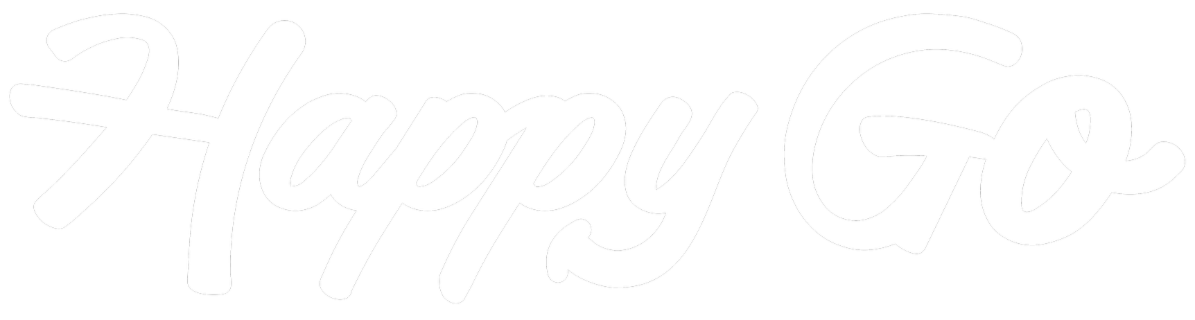 White text on black background that reads "Happy Go" in a cursive font.