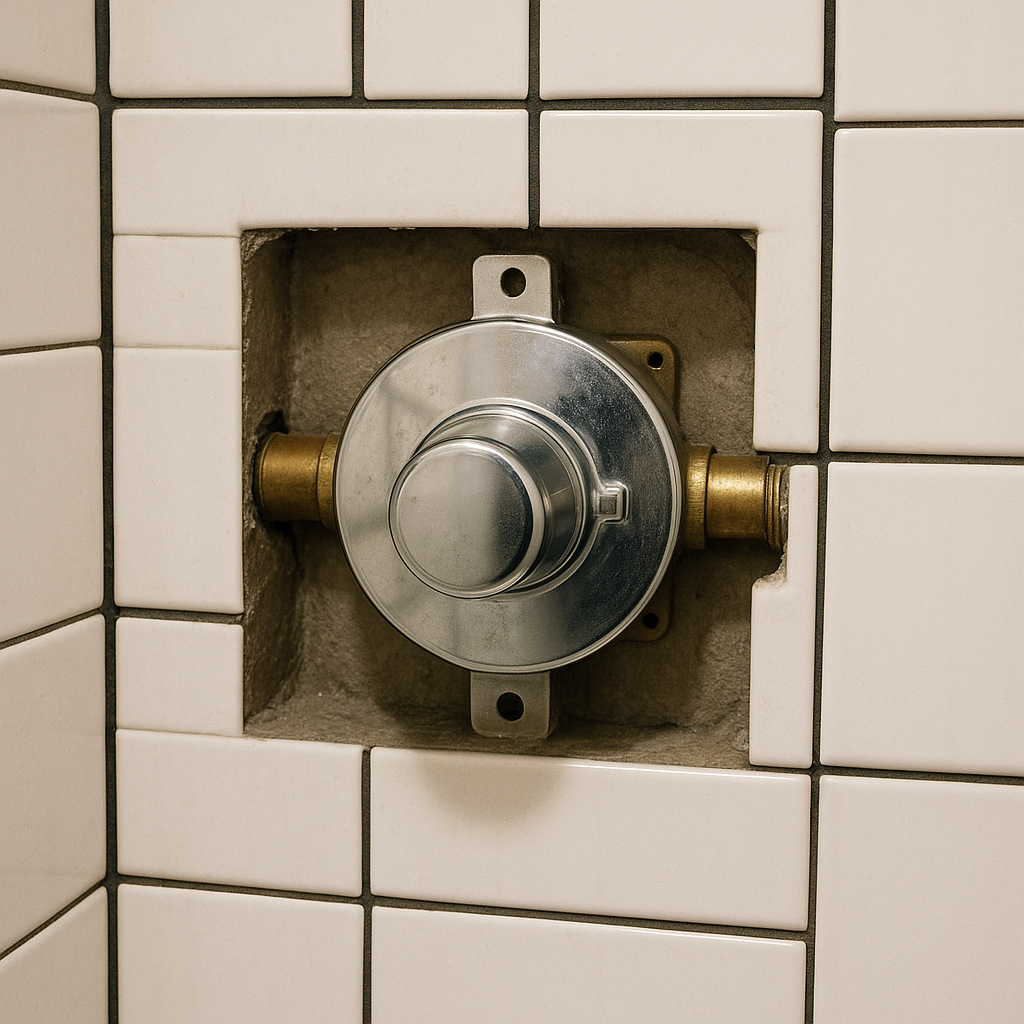 brass thermostatic valve with chrome volume control handles