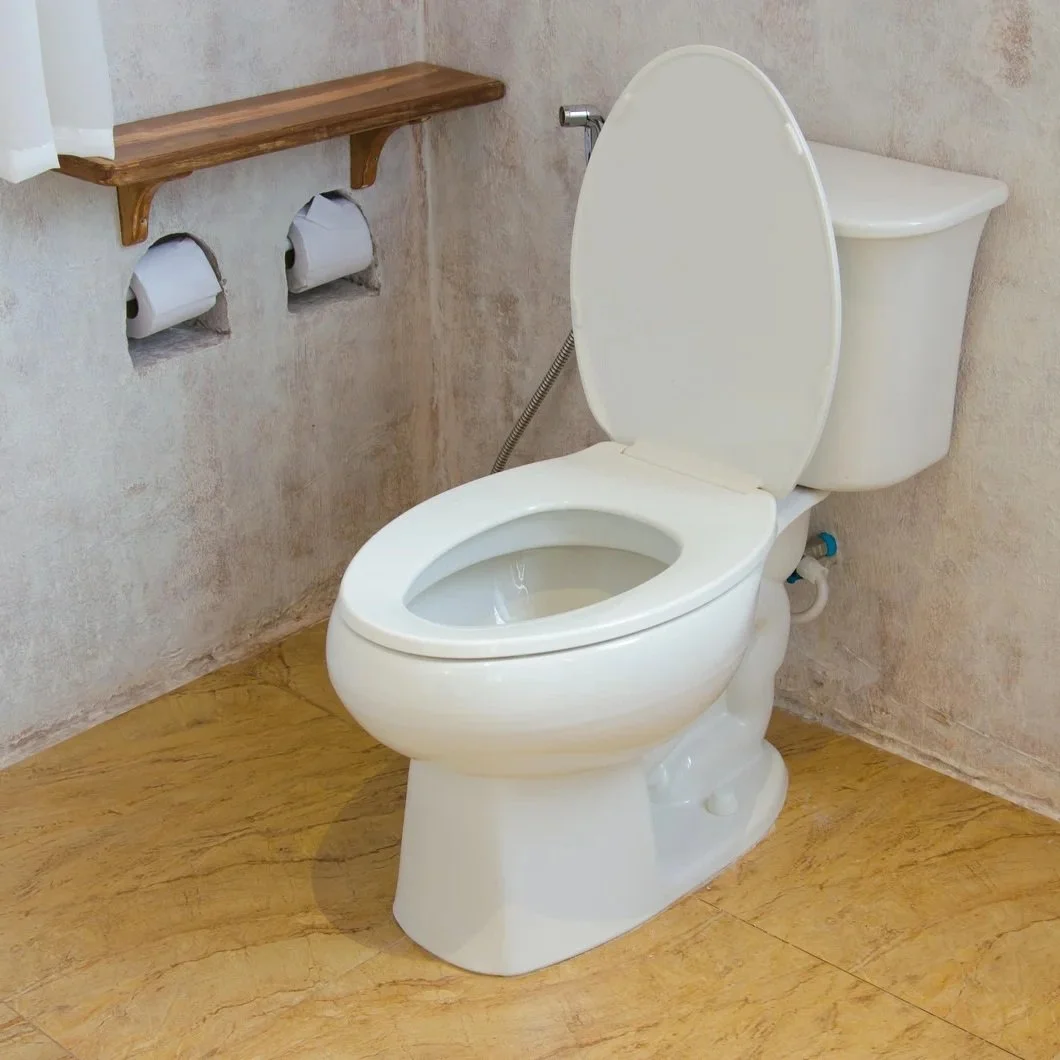 New residential toilet installed in older bathroom during replacement project involving plumbing upgrades, flange inspection, and updated water connections.